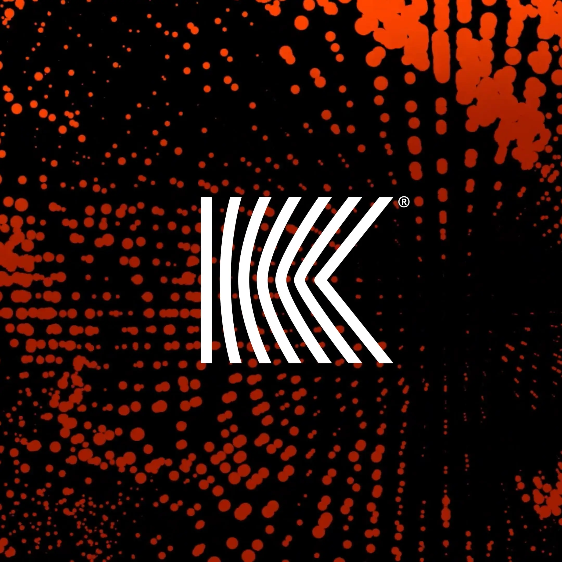 Kove logo: Abstract white 'K' against a dynamic red and black dotted background.