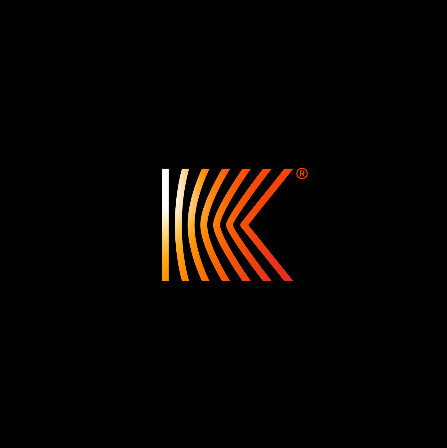 Kove logo: Abstract 'K' design with gradient orange lines on black background.