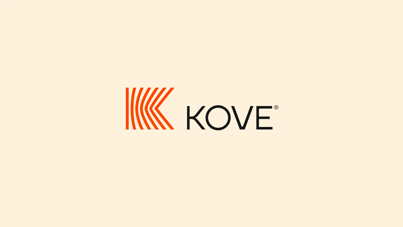 Kove logo with orange stripes forming a stylized "K" next to the brand name.