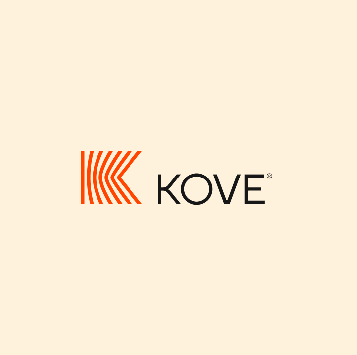 Kove logo featuring stylized orange "K" icon and the brand name