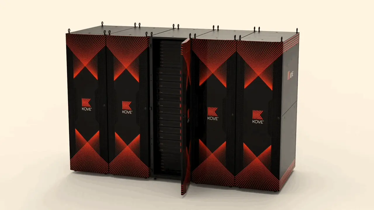 Kove high-performance computing system featuring a black and red design.