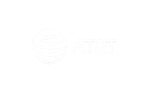 AT&amp;T logo featuring a blue and white striped globe symbol to the left of the text AT&amp;T in bold, uppercase letters on a light background.