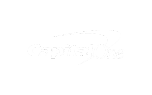 White Capital One logo with a swoosh above a white background.