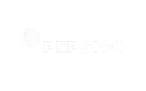 White PepsiCo logo with a stylized globe on the left and the word “PEPSICO” in bold uppercase letters on a light gray background.