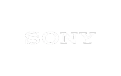 Sony logo in white on a black background.
