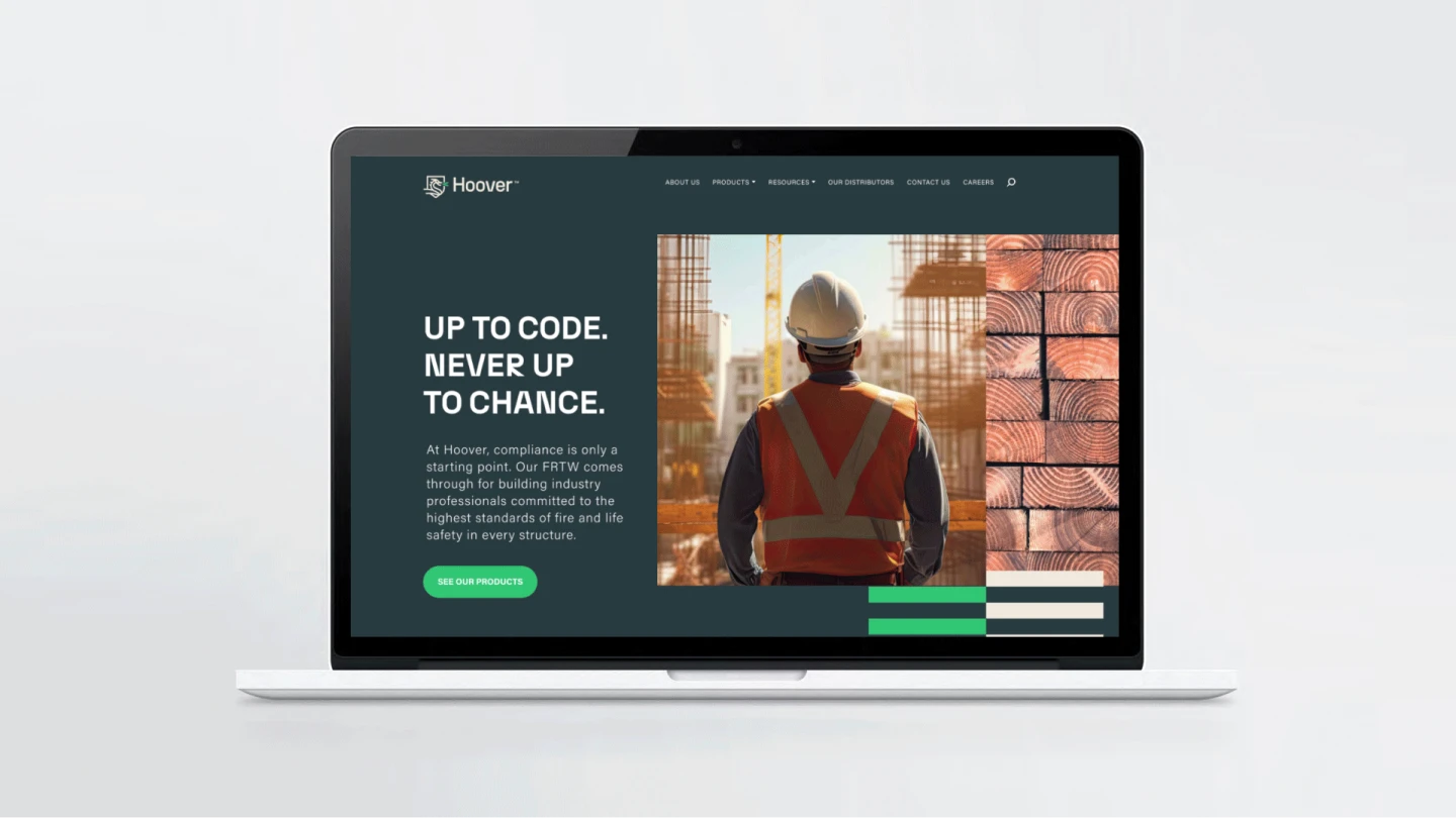 Hoover FRTW website showcasing building safety standards.