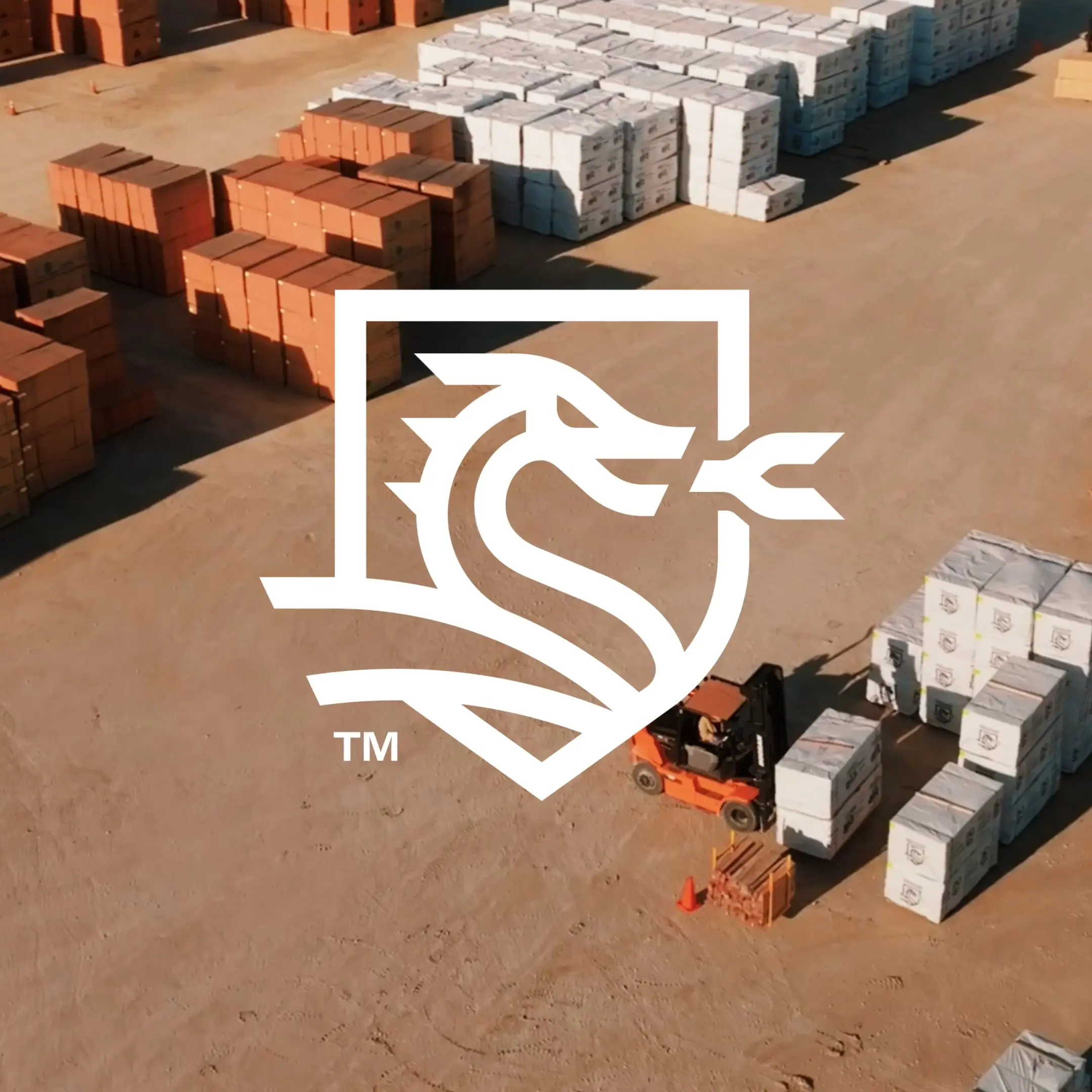 Hoover logo overlayed on a forklift moving pallets of materials.