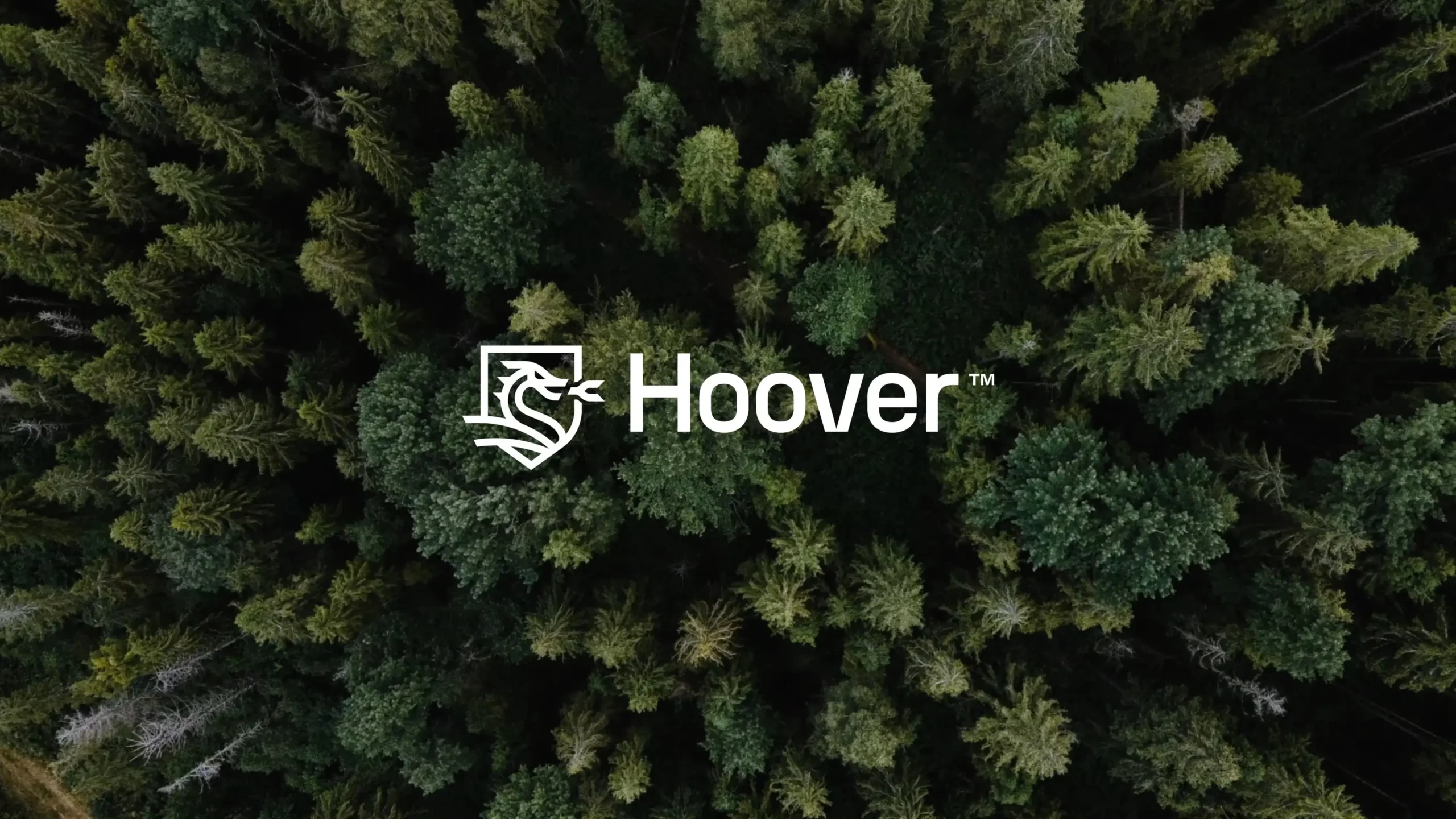 Hoover logo over a dense green forest canopy.