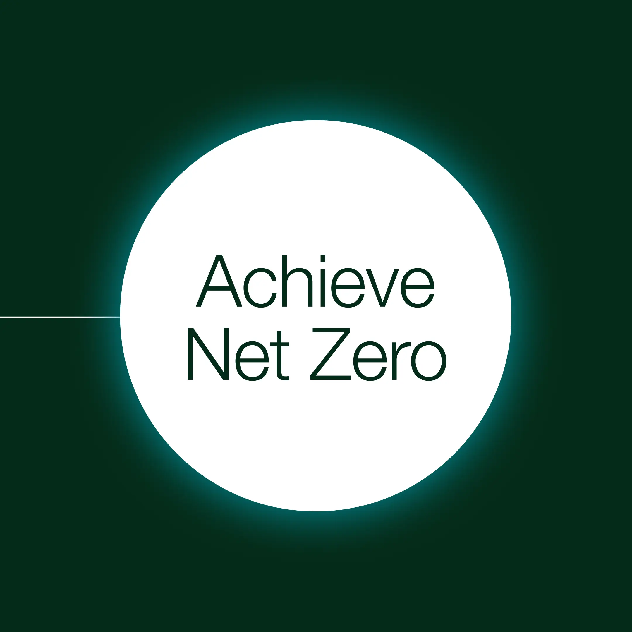 Achieve Net Zero graphic with white circle on a green background.