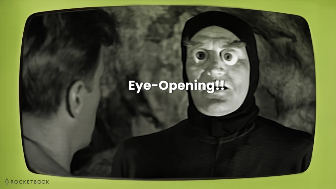 Eye-Opening!! still from an old black and white movie on a retro TV.