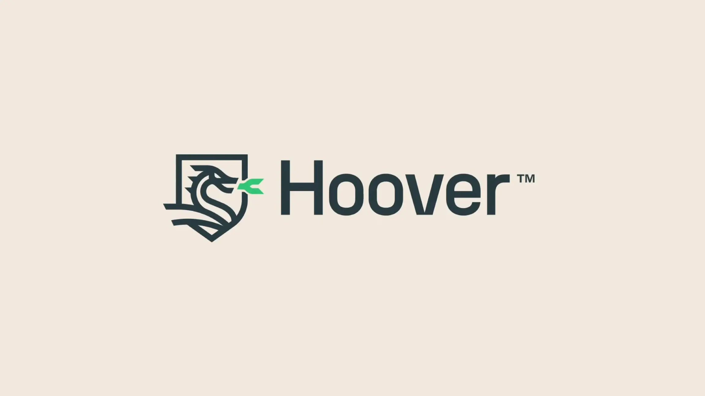 Hoover logo with a stylized dragon emblem on a shield, holding a green leaf in its mouth.